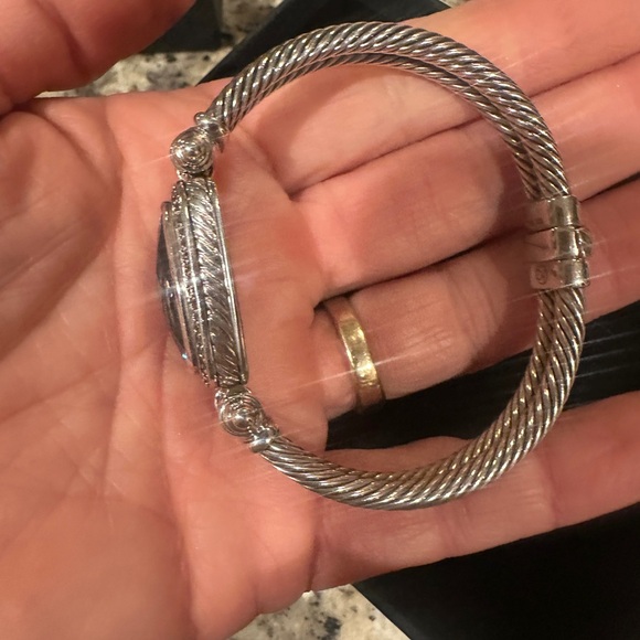 Rare David Yurman 925 Blue Topaz & Diamond Cable Gemstone Albion Bangle Bracelet - Picture 14 of 16